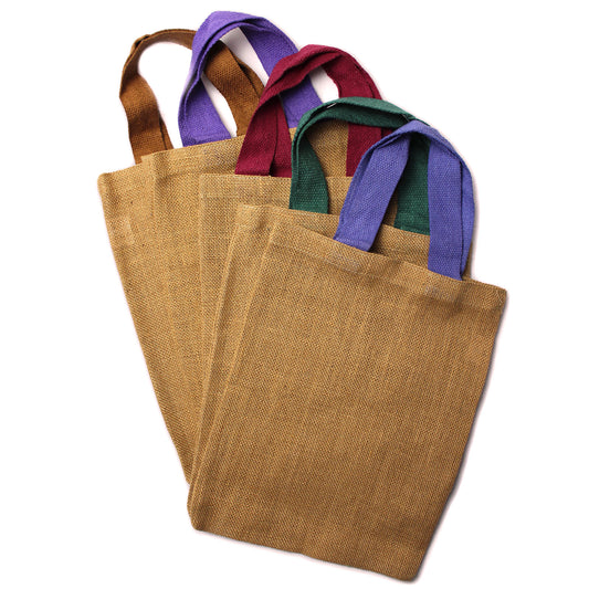 Jute-pose med farvede håndtag, Stor 42x38cm (Kopi)