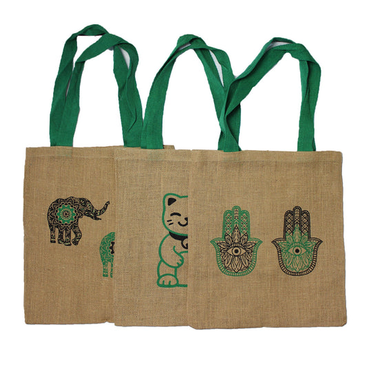 Jute-pose med tryk, Stor 42x38cm